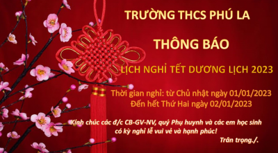 THÔNG BÁO LỊCH NGHỈ TẾT DƯƠNG LỊCH